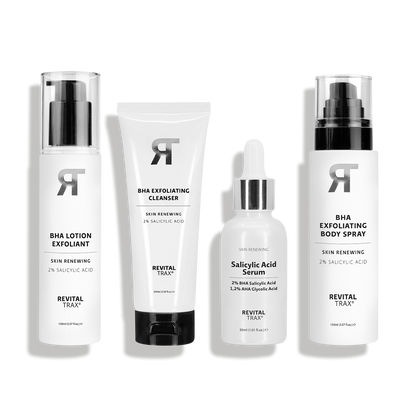 Set BHA: Limpiador + Suero + Loción Exfoliante + Spray Corporal