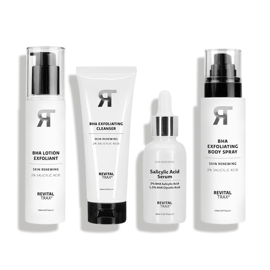 Set BHA: Limpiador + Suero + Loción Exfoliante + Spray Corporal