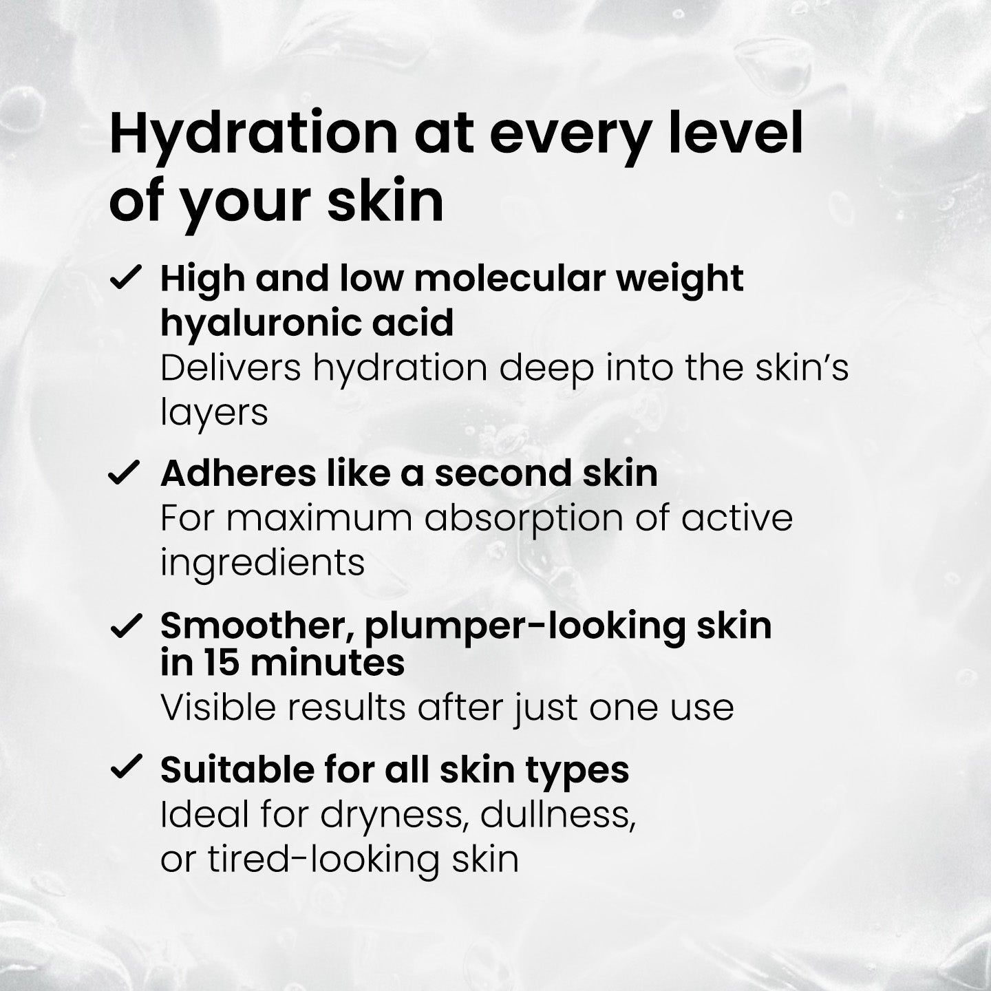 Mascarillas de hoja de ácido hialurónico